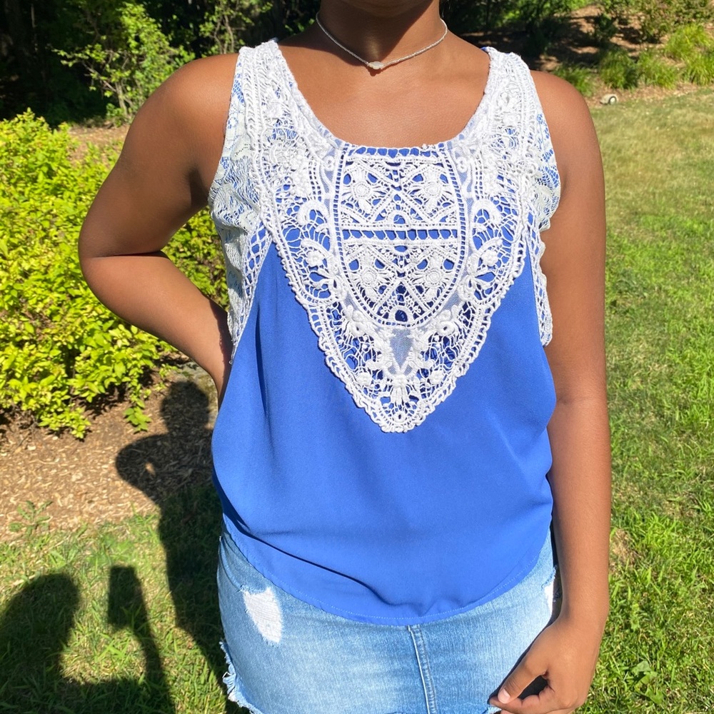 Target Lacey blue tank top blouse